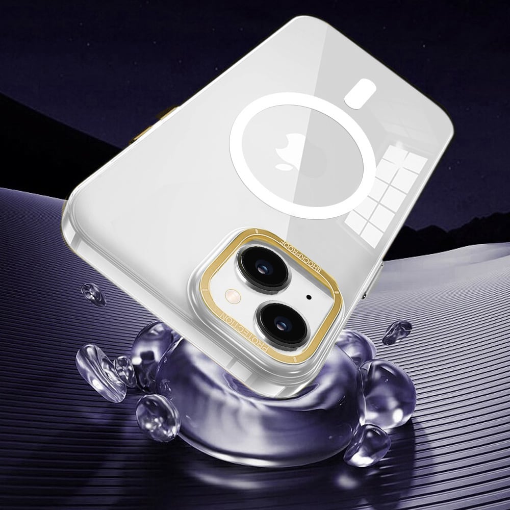 Etui do iPhone 14 Cam Ring MagSafe, twardy tył, przeźroczyste
