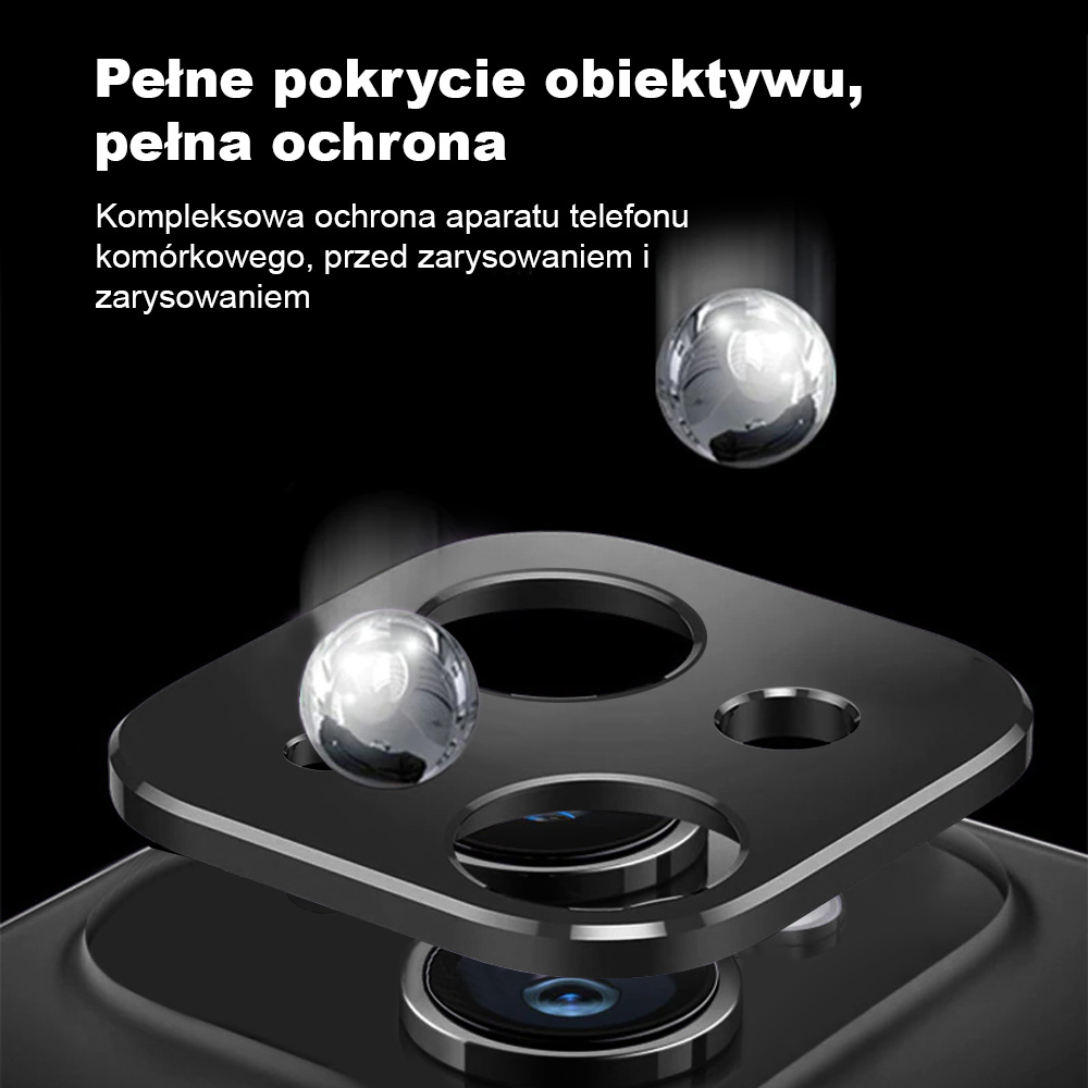 iPhone 14 gładka metalowa osłona na cały aparat, czarna