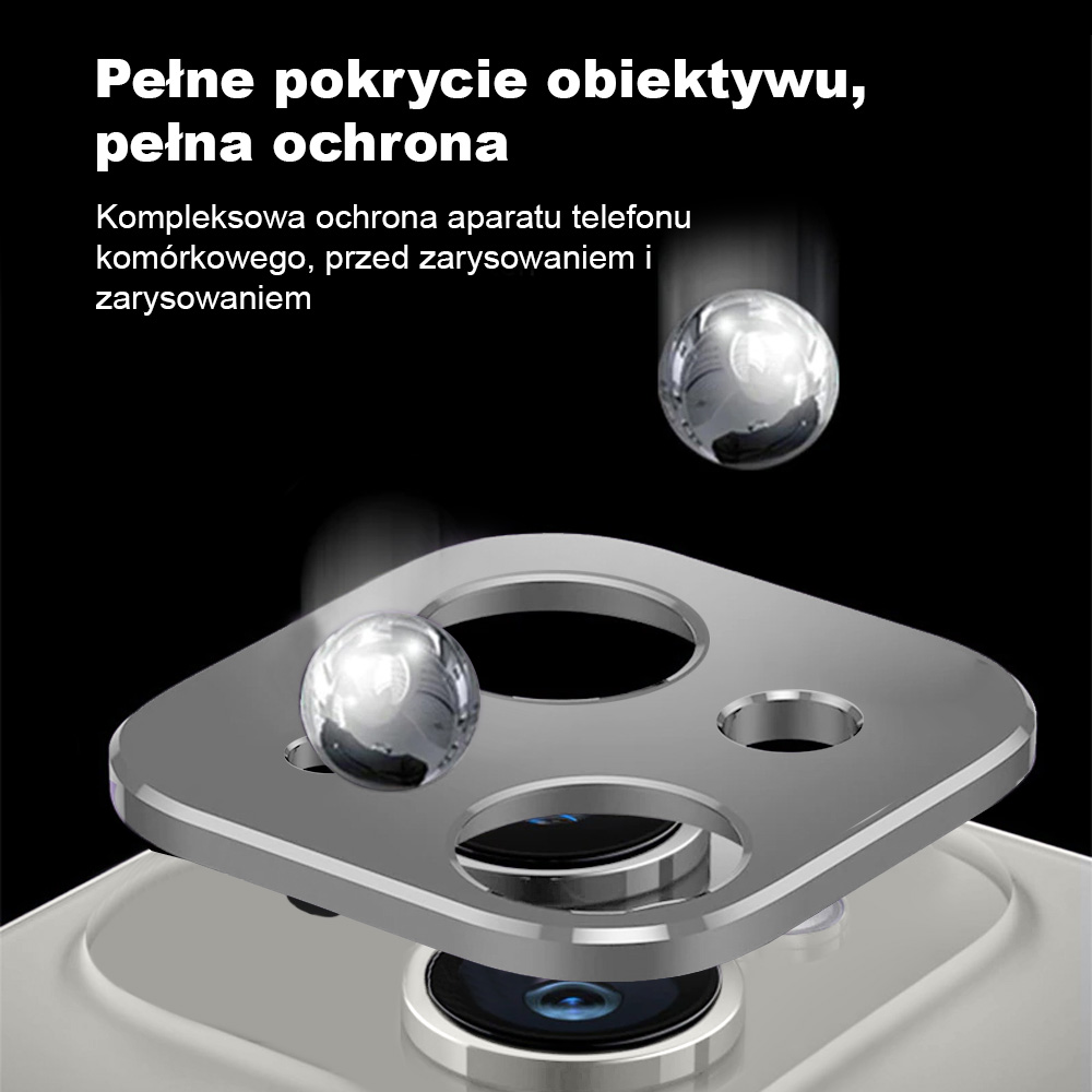 iPhone 14 Plus gładka metalowa osłona na cały aparat, srebrna