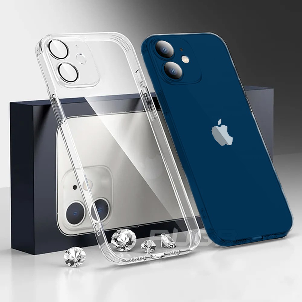 Etui do iPhone 12 Premium Protect Full Cover z osłoną kamery i obiektywów 9H, przeźroczyste (OUTLET)