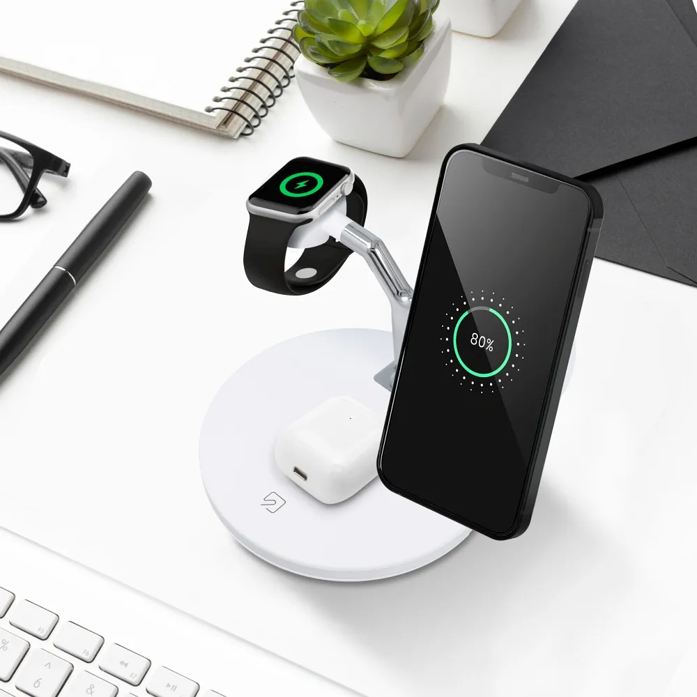Ładowarka 3w1 bezprzewodowa, szybkie ładowanie 25W z Magsafe, do iPhone, Apple Watch, AirPods