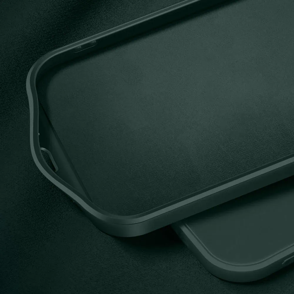 Etui do iPhone 13 Pro silikonowe z mikrofibrą Premium Soft Touch MagSafe ochrona aparatu, ciemno zielone
