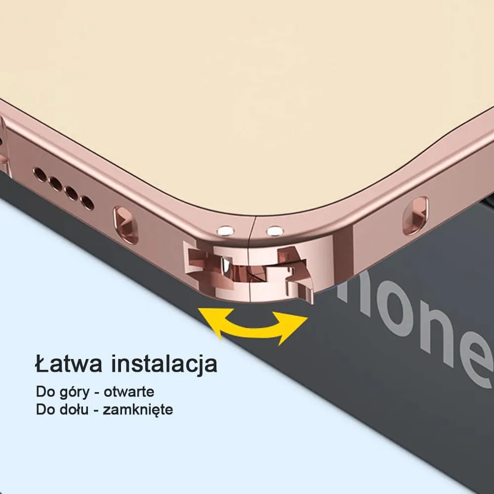 Etui do iPhone 13 Pro Magsafe Armor metalowa ramka, twarde aluminium, różowe złoto