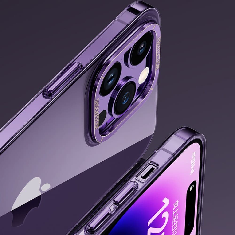 Etui do iPhone 14 Pro Max Cam Ring, twardy tył, purpurowe, fioletowe