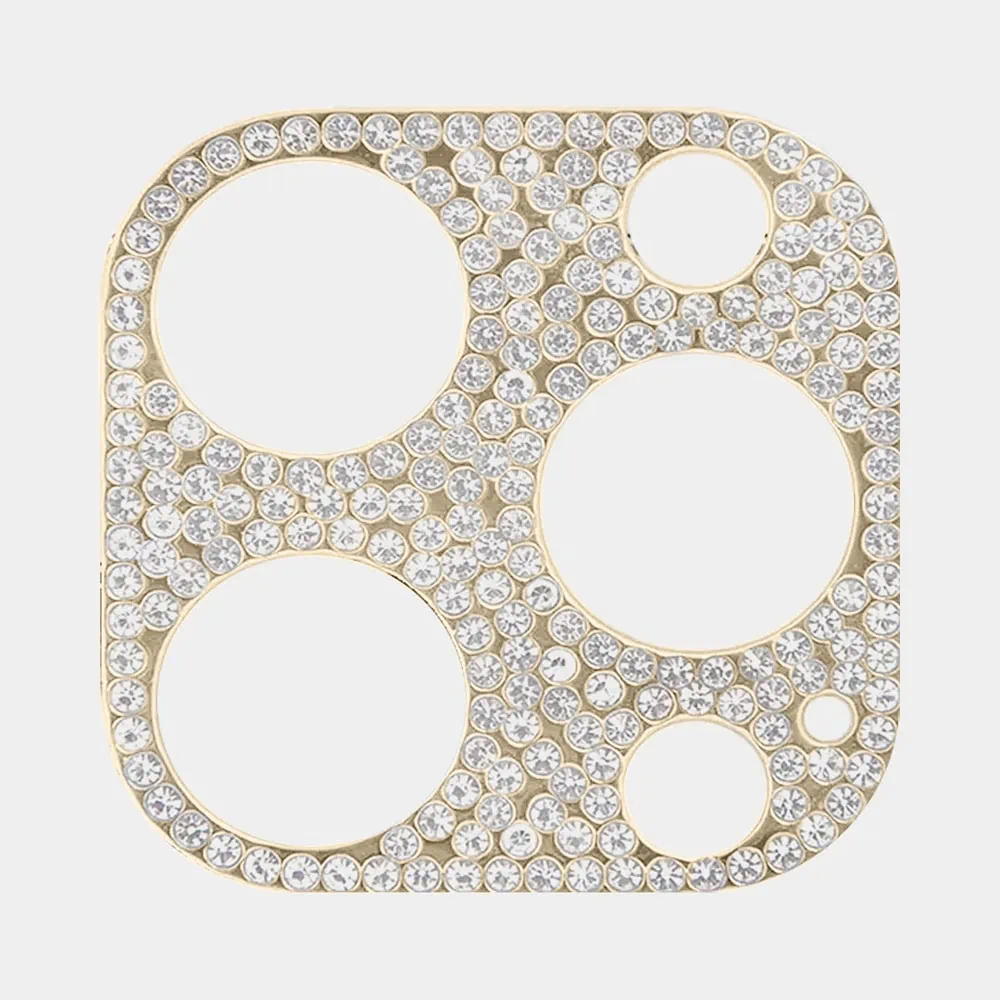 iPhone 14 Pro luksusowa diamentowa metalowa osłona na cały aparat, złota