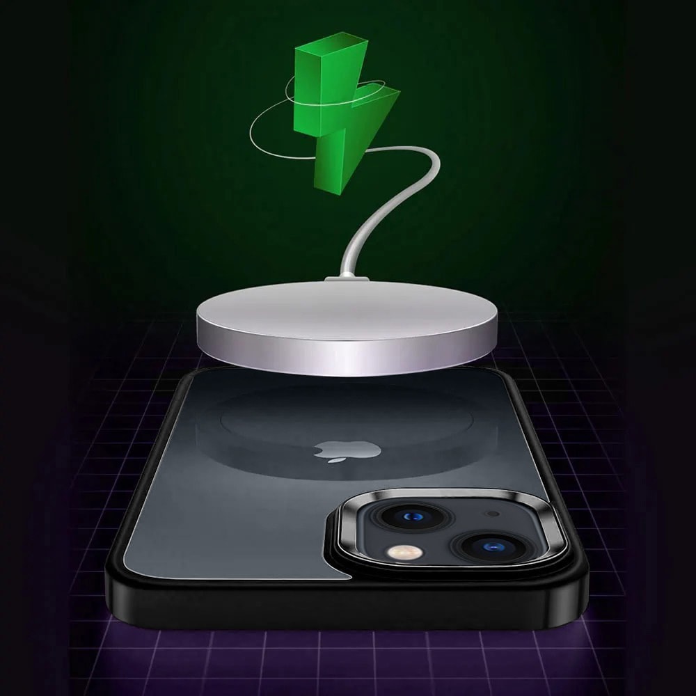 Etui do iPhone 13 przeźroczyste, krystaliczny tył, czarna ramka