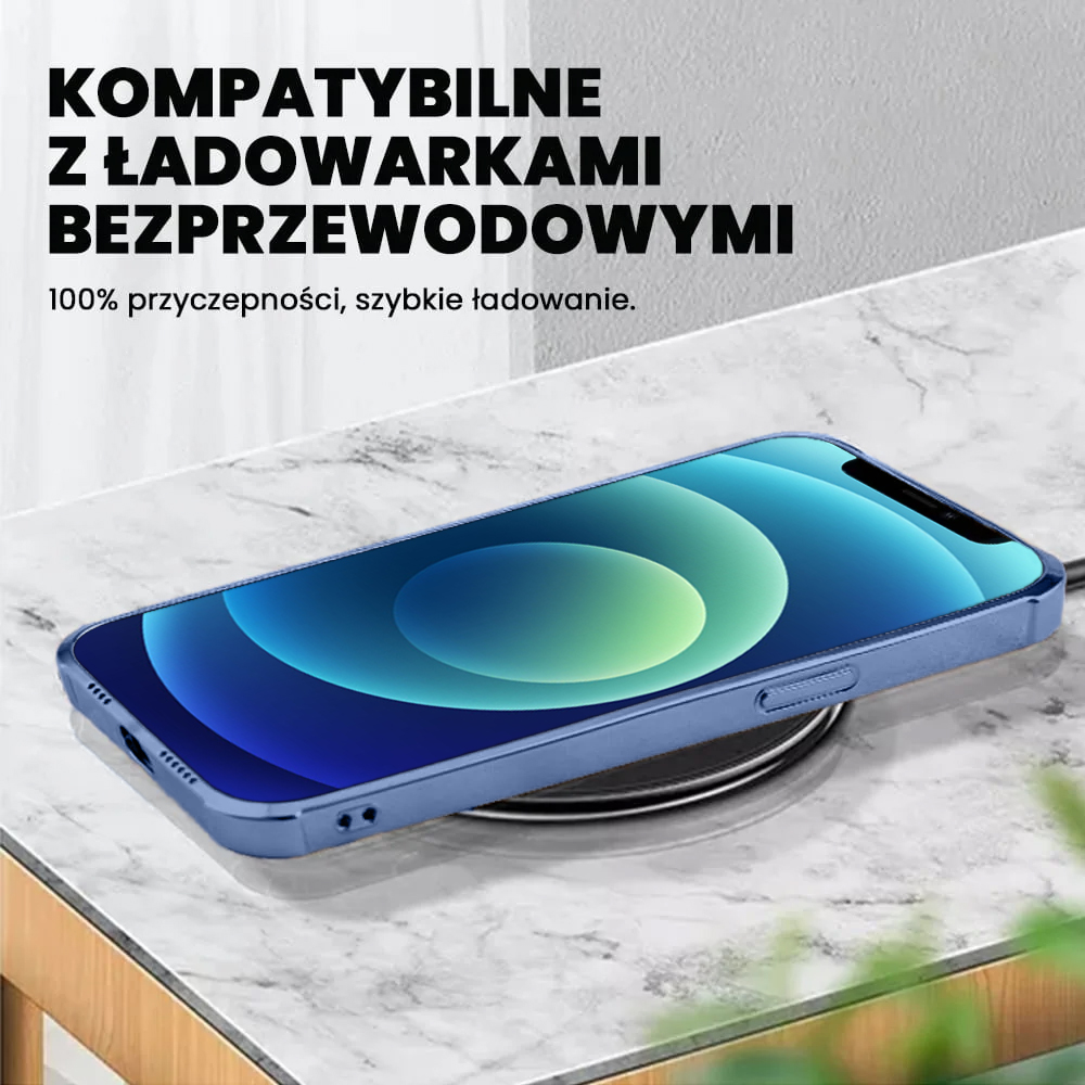 Etui do iPhone 12 MagSafe Protect transparentne ochrona kamery, granatowe