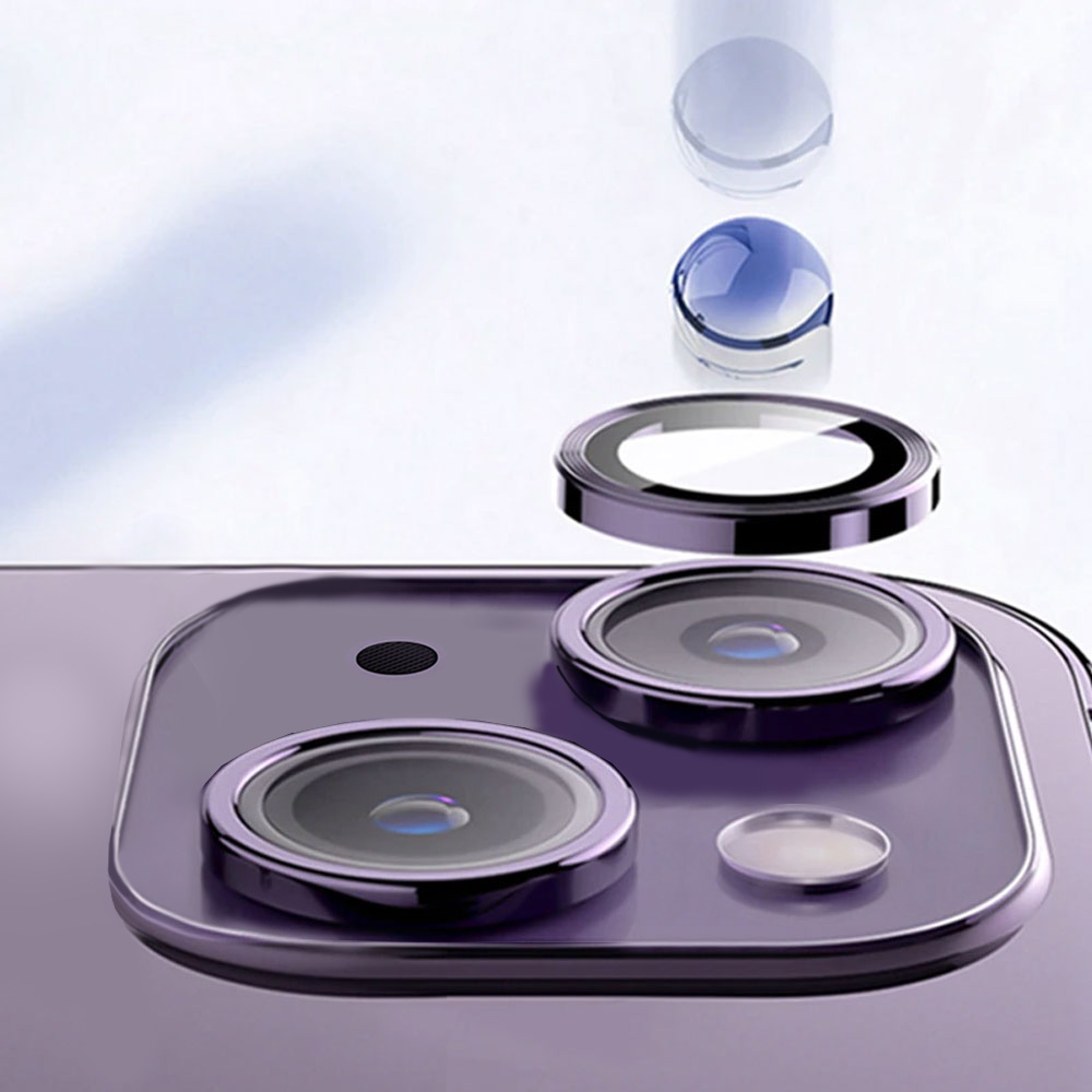 Metalowa osłona obiektywów szkło na aparat iPhone 14, głęboka purpura