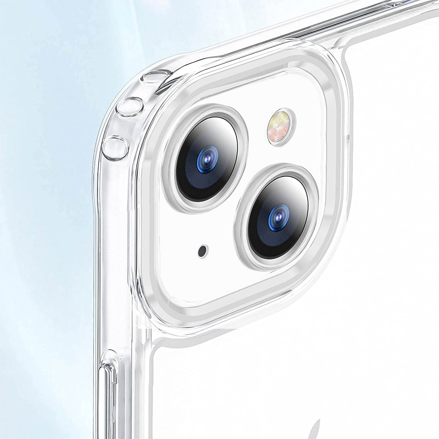 Etui do iPhone 14 Plus pancerne, wzmocnione boki, szklany tył, transparentne