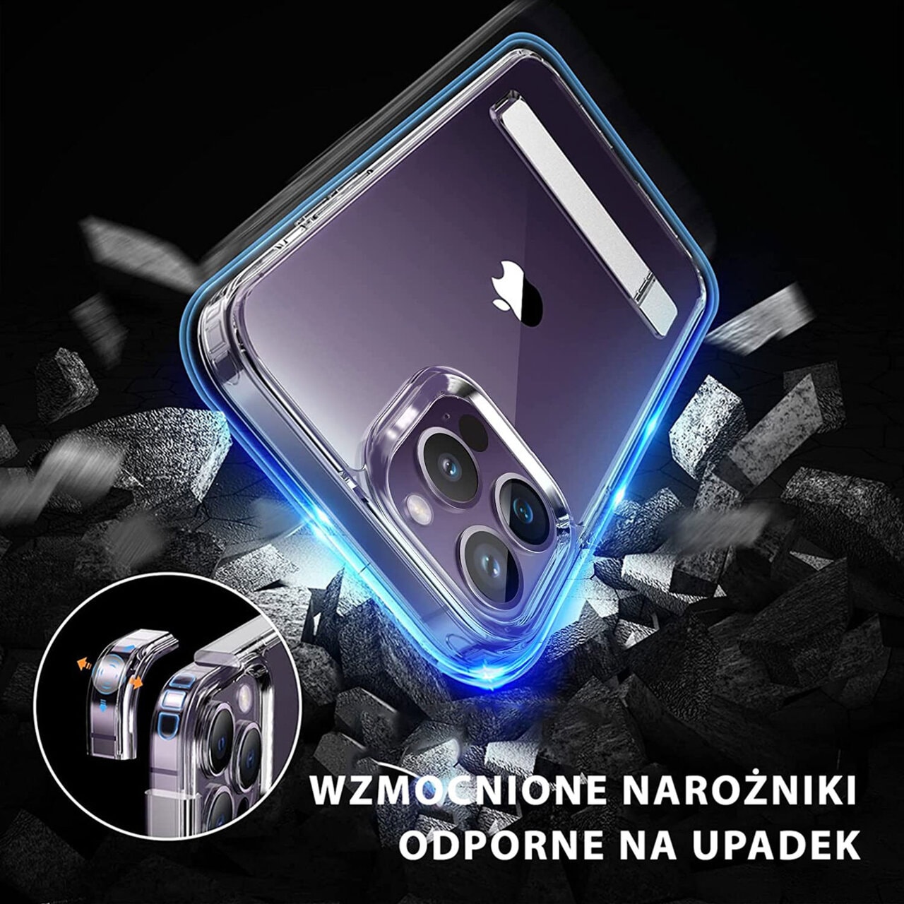 Etui do iPhone 14 Pro Max Clear Stand, metalowa podstawka, przeźroczyste