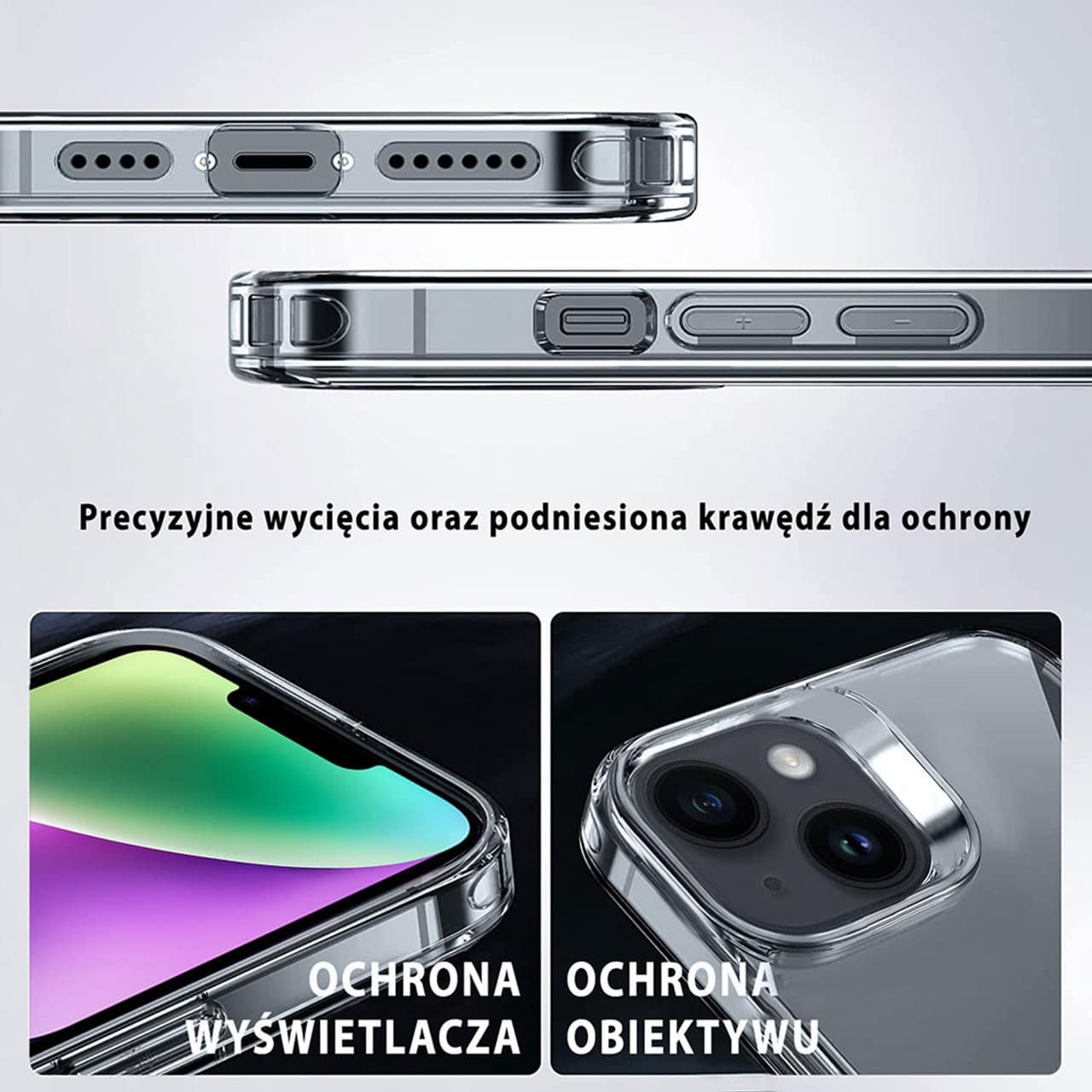 Etui do iPhone 14 Clear Stand, metalowa podstawka, przeźroczyste