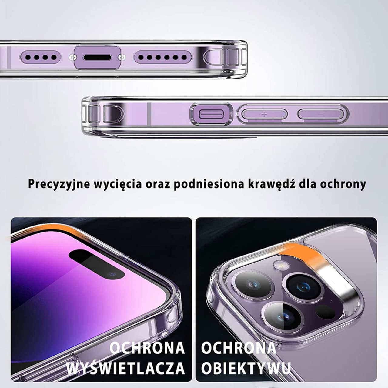 Etui do iPhone 14 Pro Max Clear Stand, metalowa podstawka, przeźroczyste