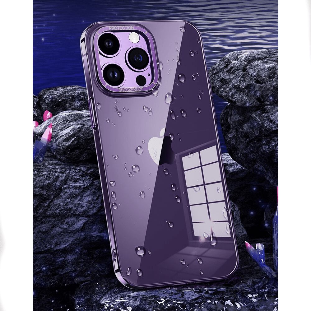 Etui do iPhone 14 Pro Cam Ring, twardy tył, purpurowe, fioletowe