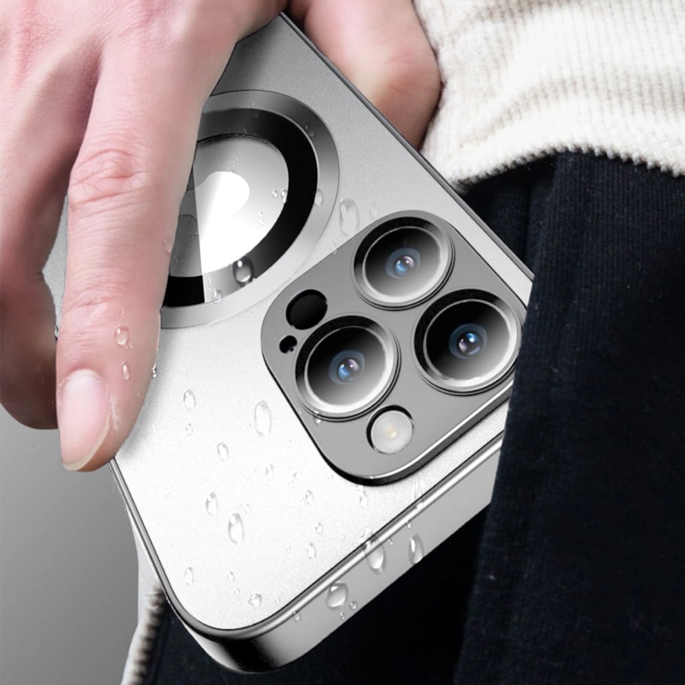 Etui do iPhone 14 Pro Max Noble Brush Silver MagSafe z widocznym logo i osłoną na aparat, srebrne (OUTLET)