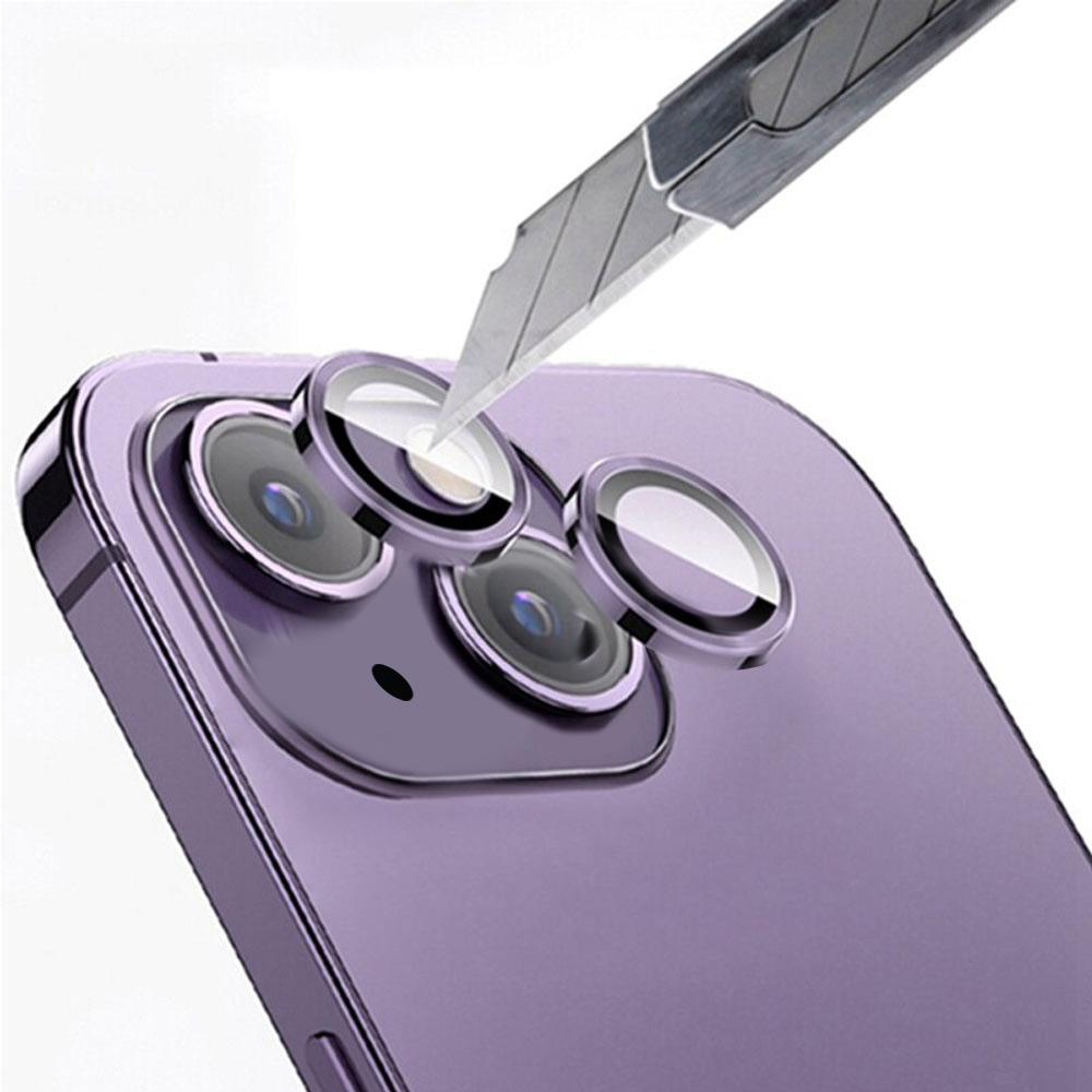 Metalowa osłona obiektywów szkło na aparat iPhone 14, głęboka purpura