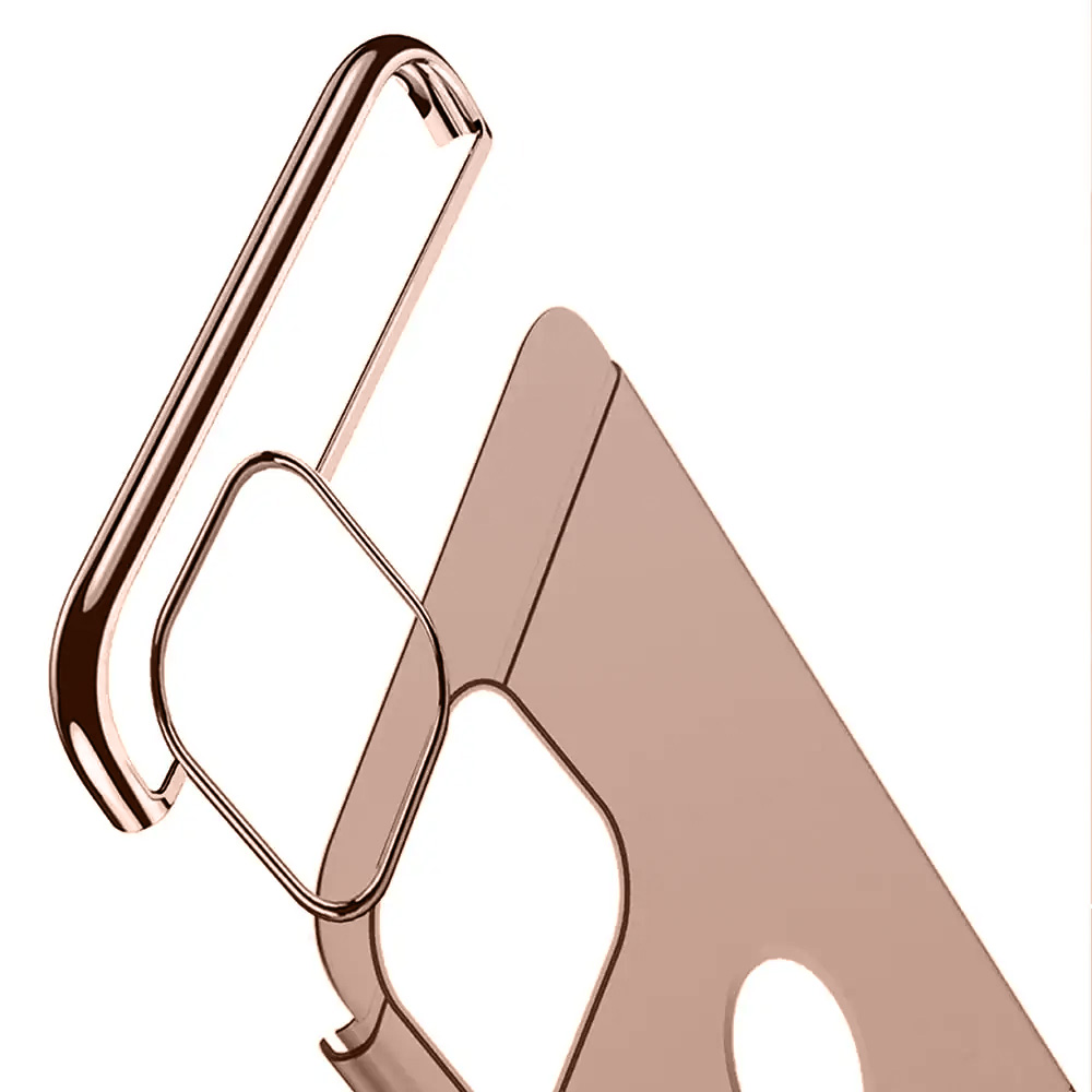 Etui do iPhone 12 eleganckie cienkie ze zdobieniami i widocznym logo, różowe złoto