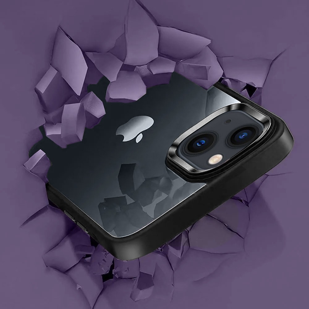 Etui do iPhone 13 przeźroczyste, krystaliczny tył, czarna ramka