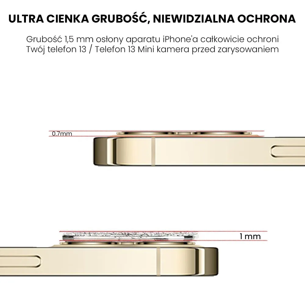 iPhone 14 Pro luksusowa diamentowa metalowa osłona na cały aparat, złota