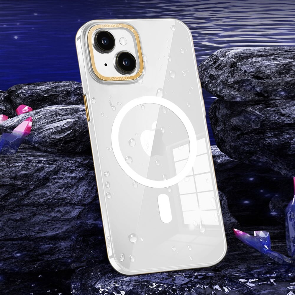 Etui do iPhone 14 Cam Ring MagSafe, twardy tył, przeźroczyste