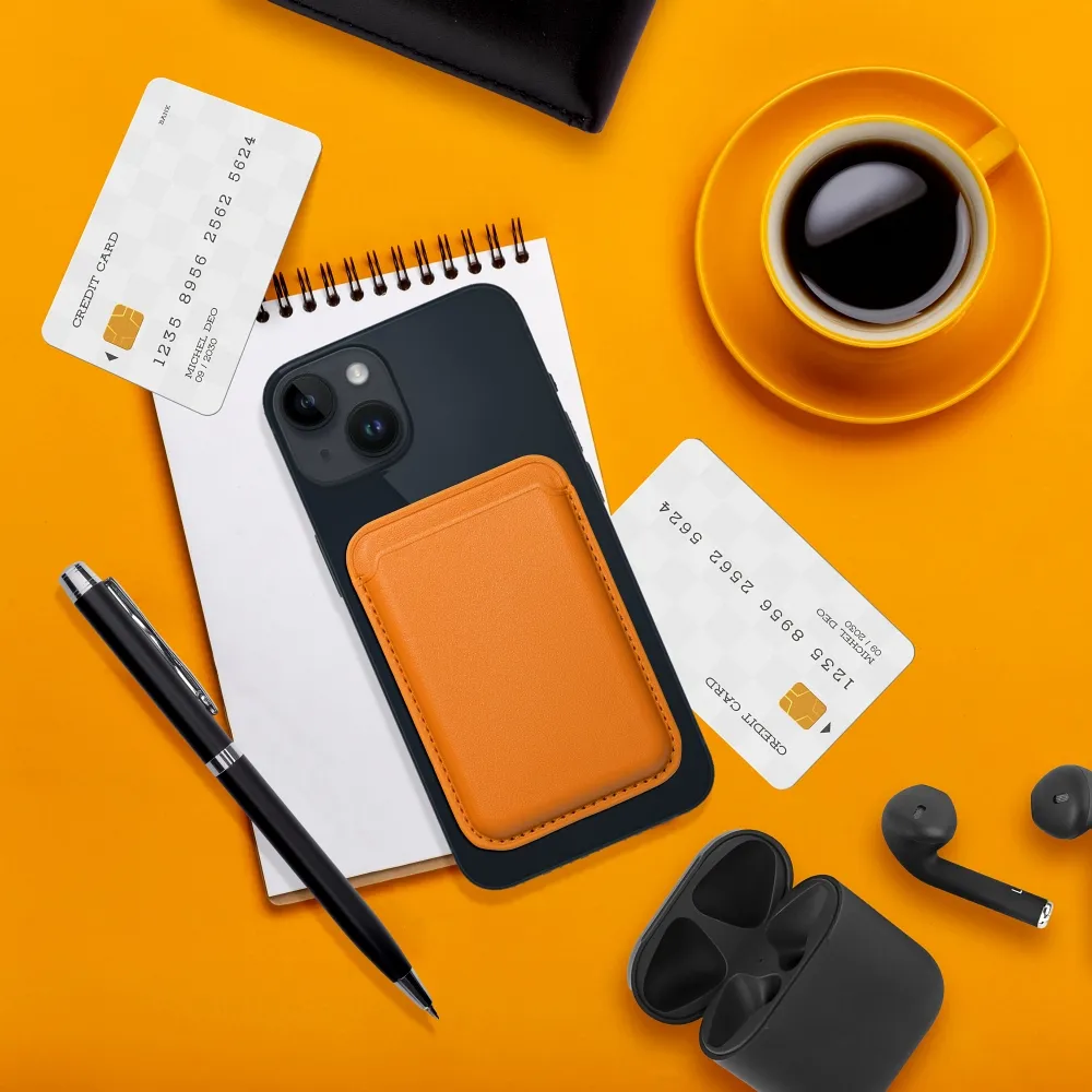 Portfel magnetyczny Leather Mag Wallet, pomarańczowy