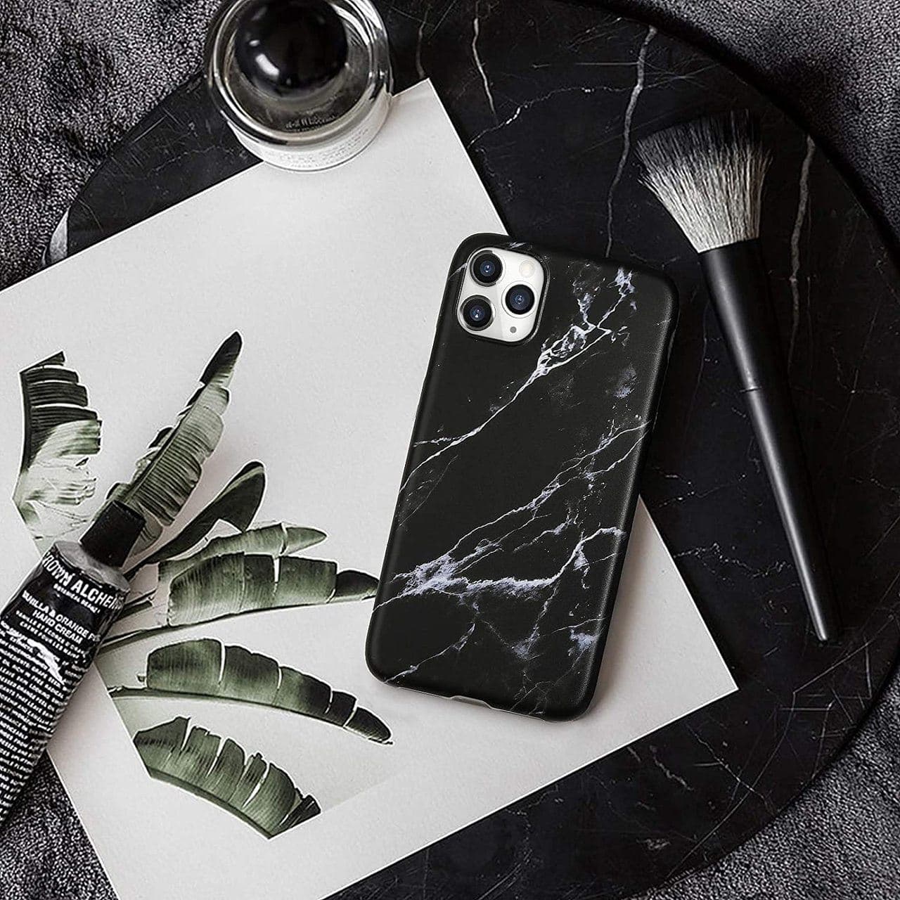 Etui do iPhone 11 Pro Max elegancki marmurek, czarne