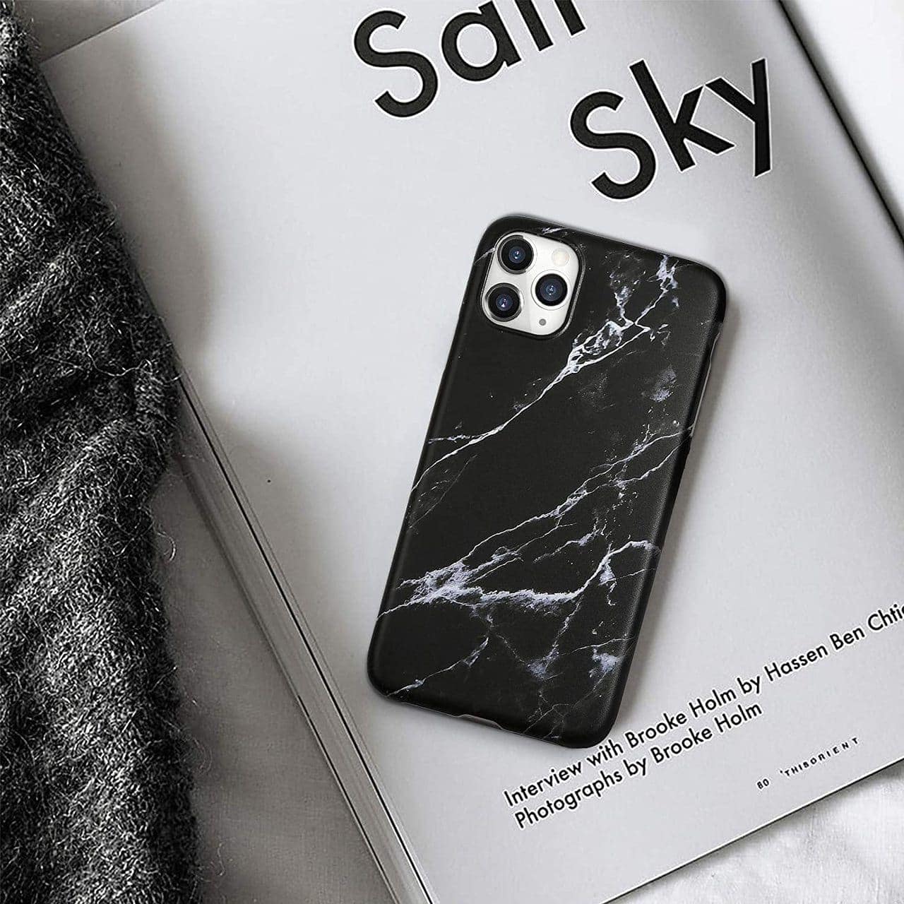 Etui do iPhone 11 Pro Max elegancki marmurek, czarne