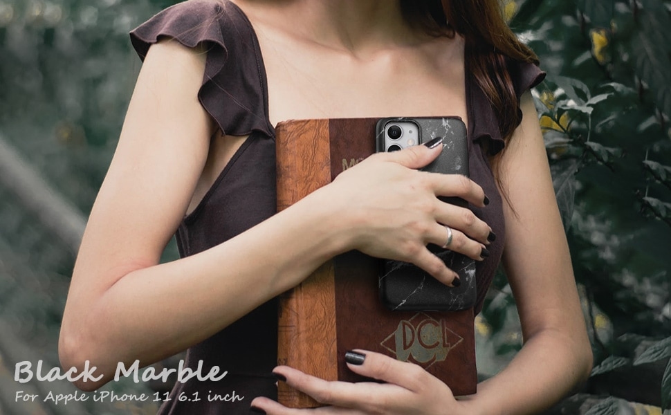 Etui do iPhone 11 Pro Max elegancki marmurek, czarne