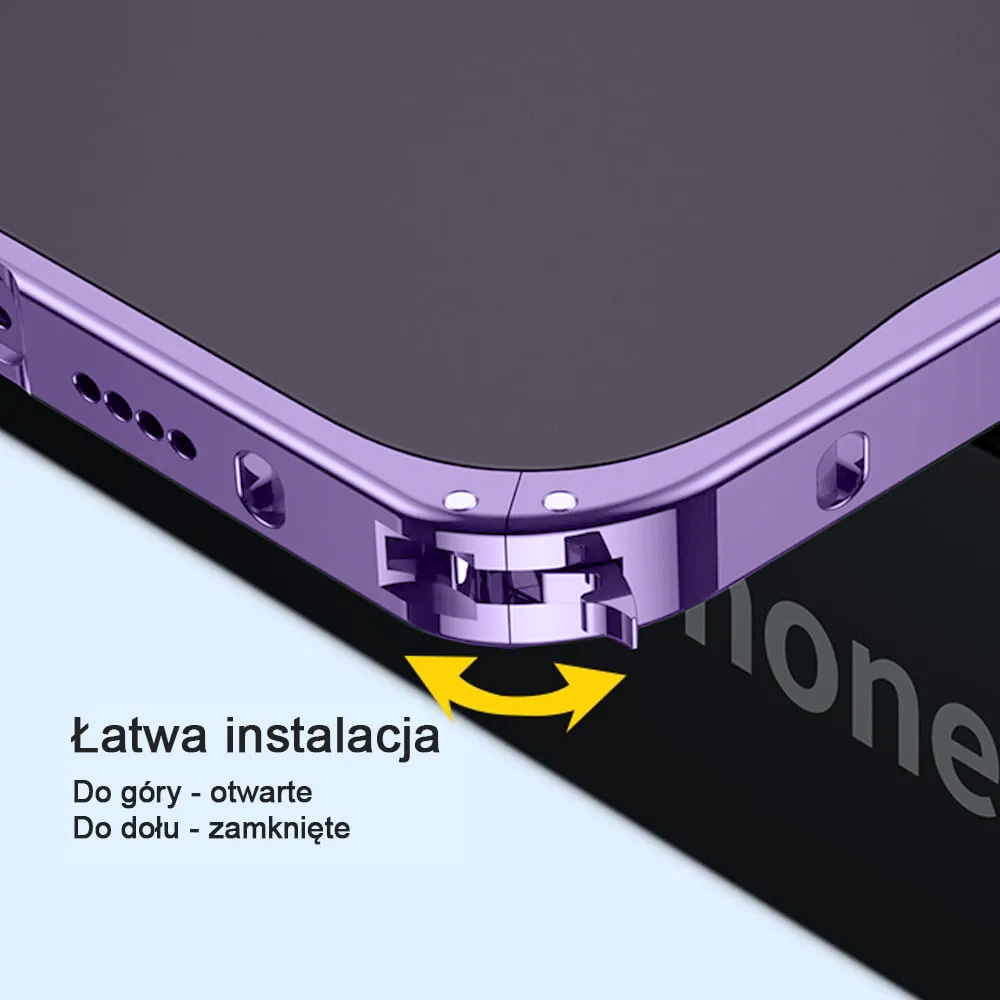 Etui do iPhone 14 Pro Magsafe Armor, metalowa ramka, twarde aluminium, purpurowe