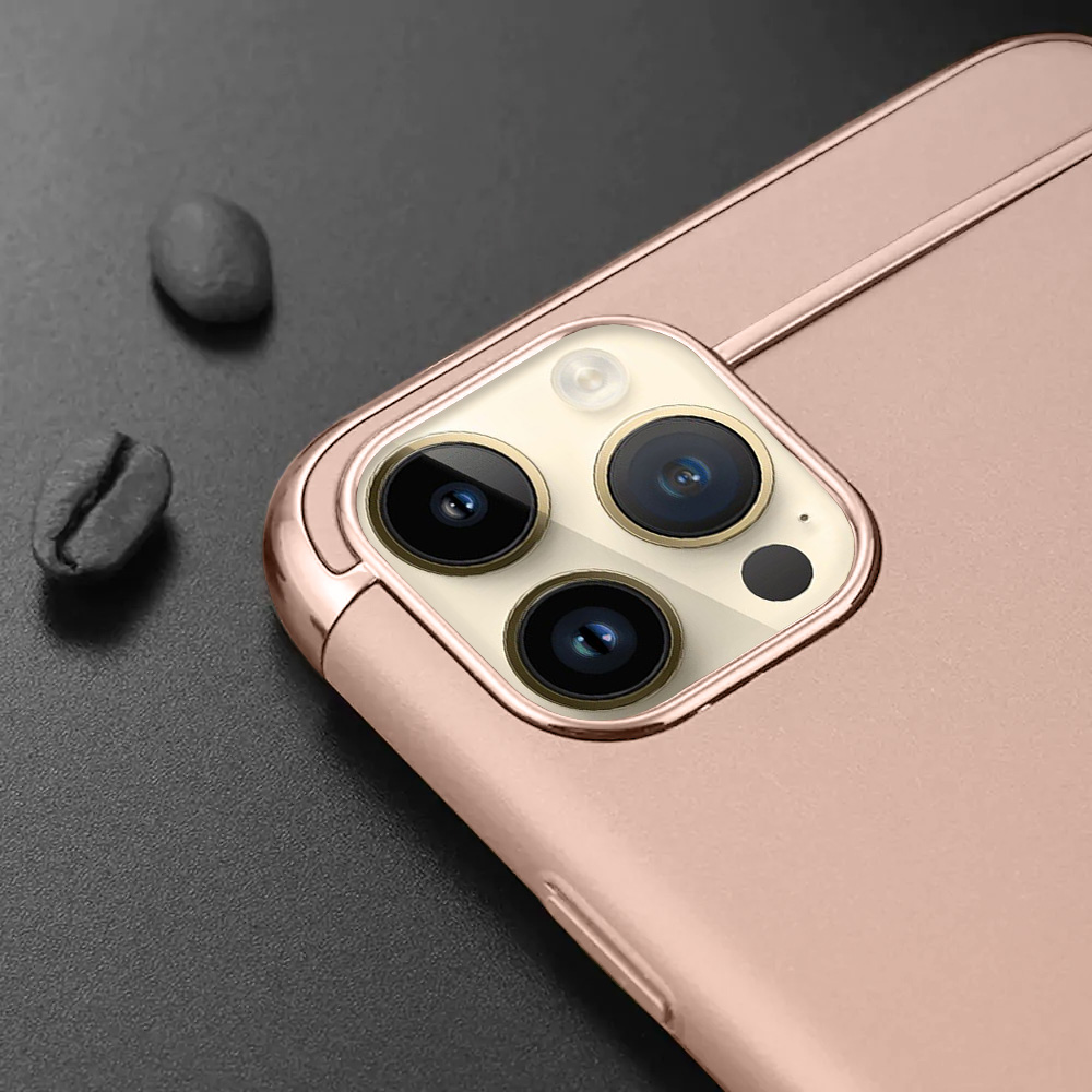 Etui do iPhone 12 Pro eleganckie cienkie ze zdobieniami i widocznym logo, różowe złoto