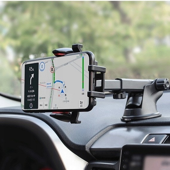 Uchwyt samochodowy z ramionami na szybę i deskę rozdzielczą, czarny