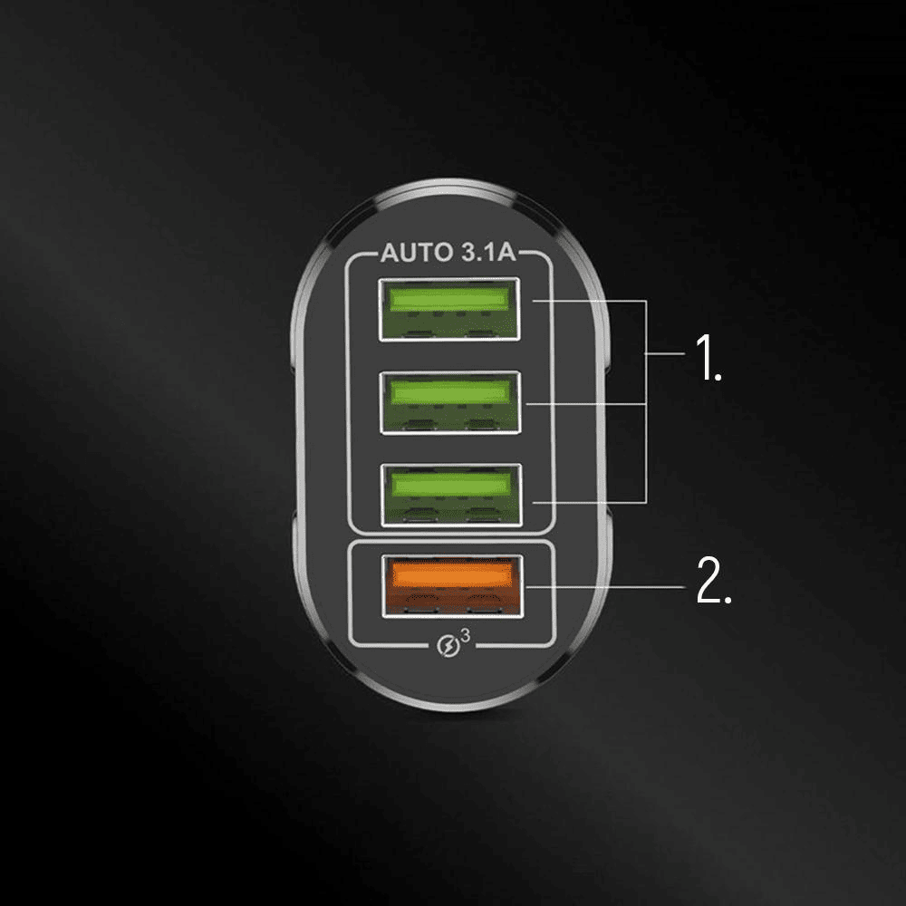 Ładowarka sieciowa 48W 4x USB, QC, czarna