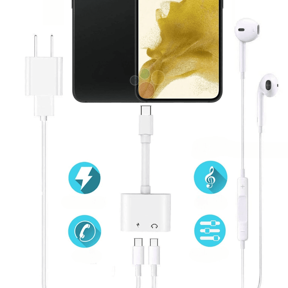 Adapter HF/audio + ładowanie Typ C do Typ C, biały