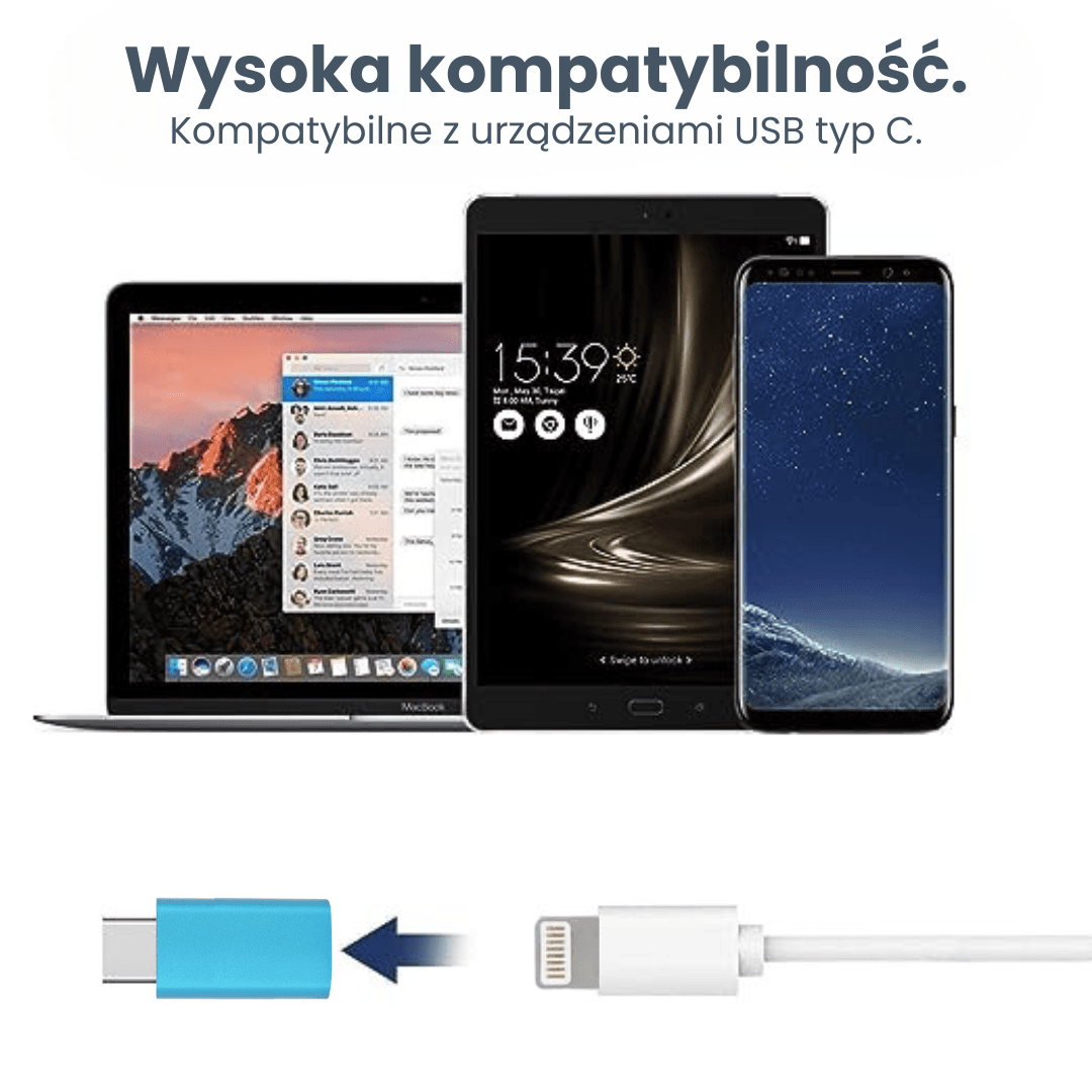 Adapter Lightning – USB Typ C, niebieski