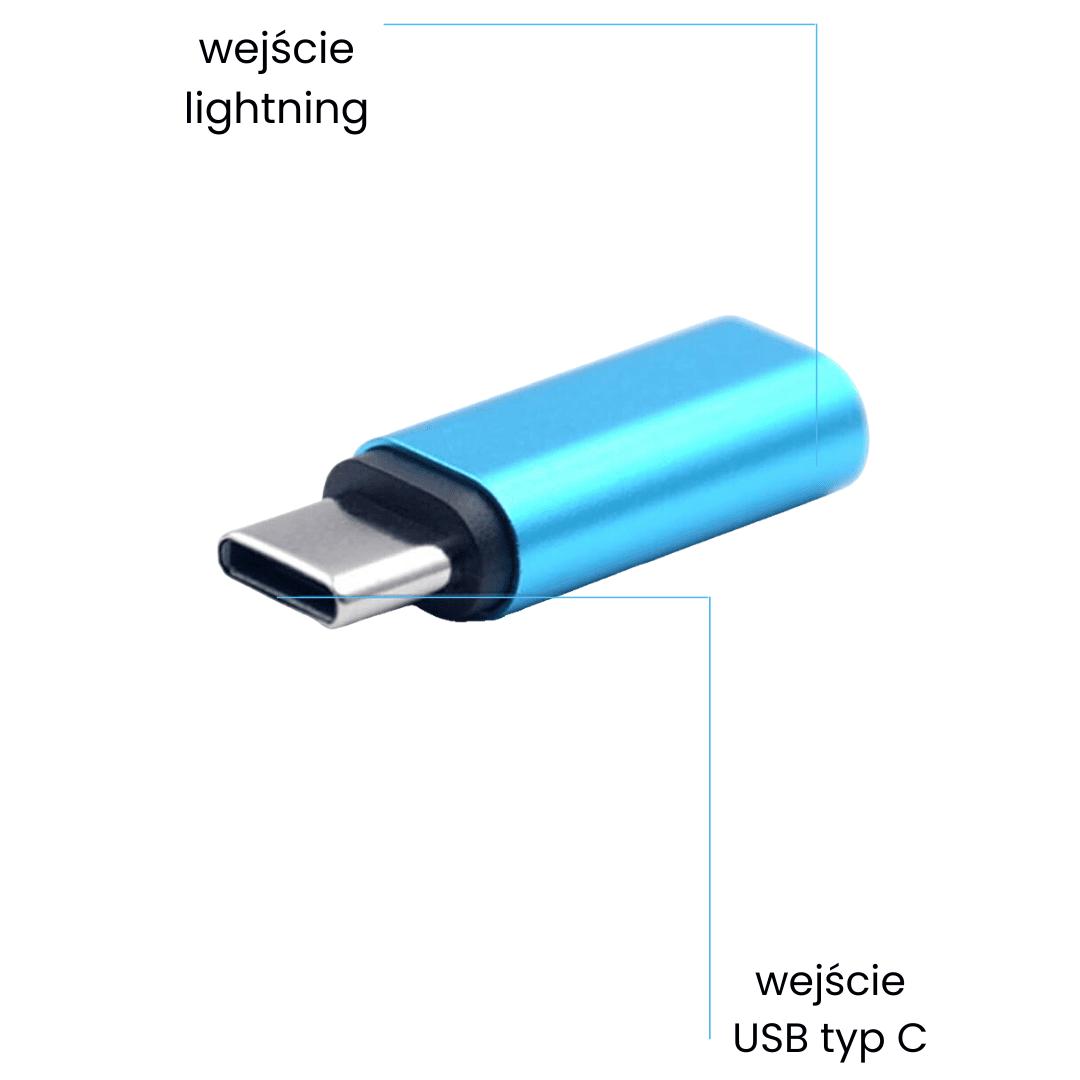 Adapter Lightning – USB Typ C, niebieski