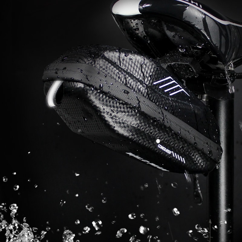 Torba rowerowa pod siodełko, wodoodporna o pojemności 0,8 litra, czarna