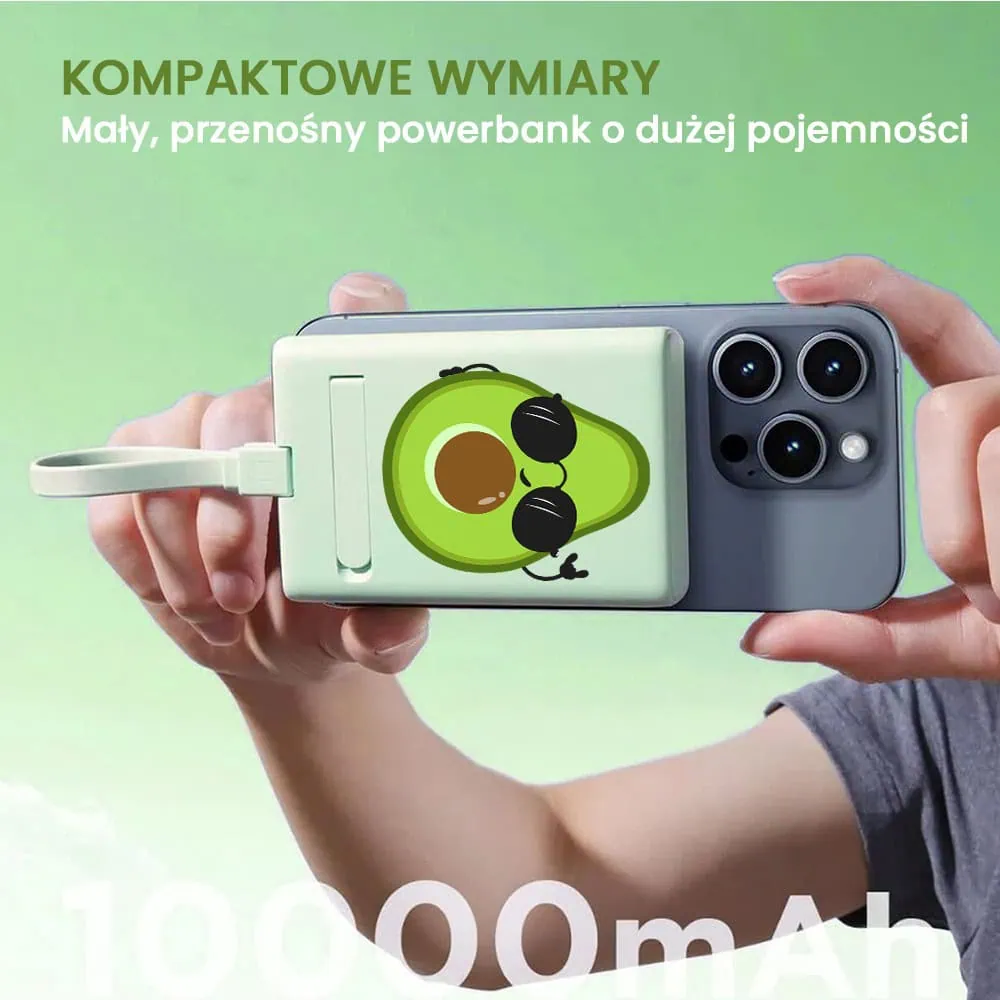 Power bank akumulator Magsafe do iPhone 10000 mAh z podstawką, 20W, awokado, zielony
