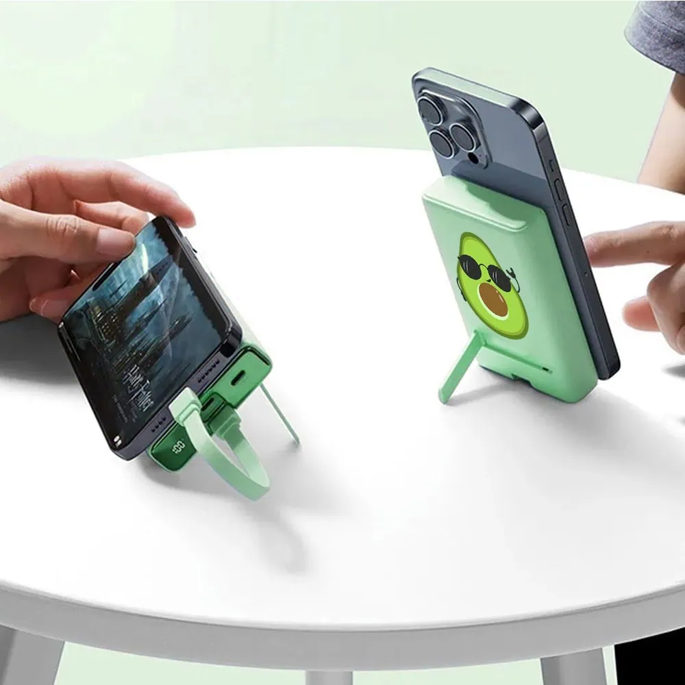 Power bank akumulator Magsafe do iPhone 10000 mAh z podstawką, 20W, awokado, zielony