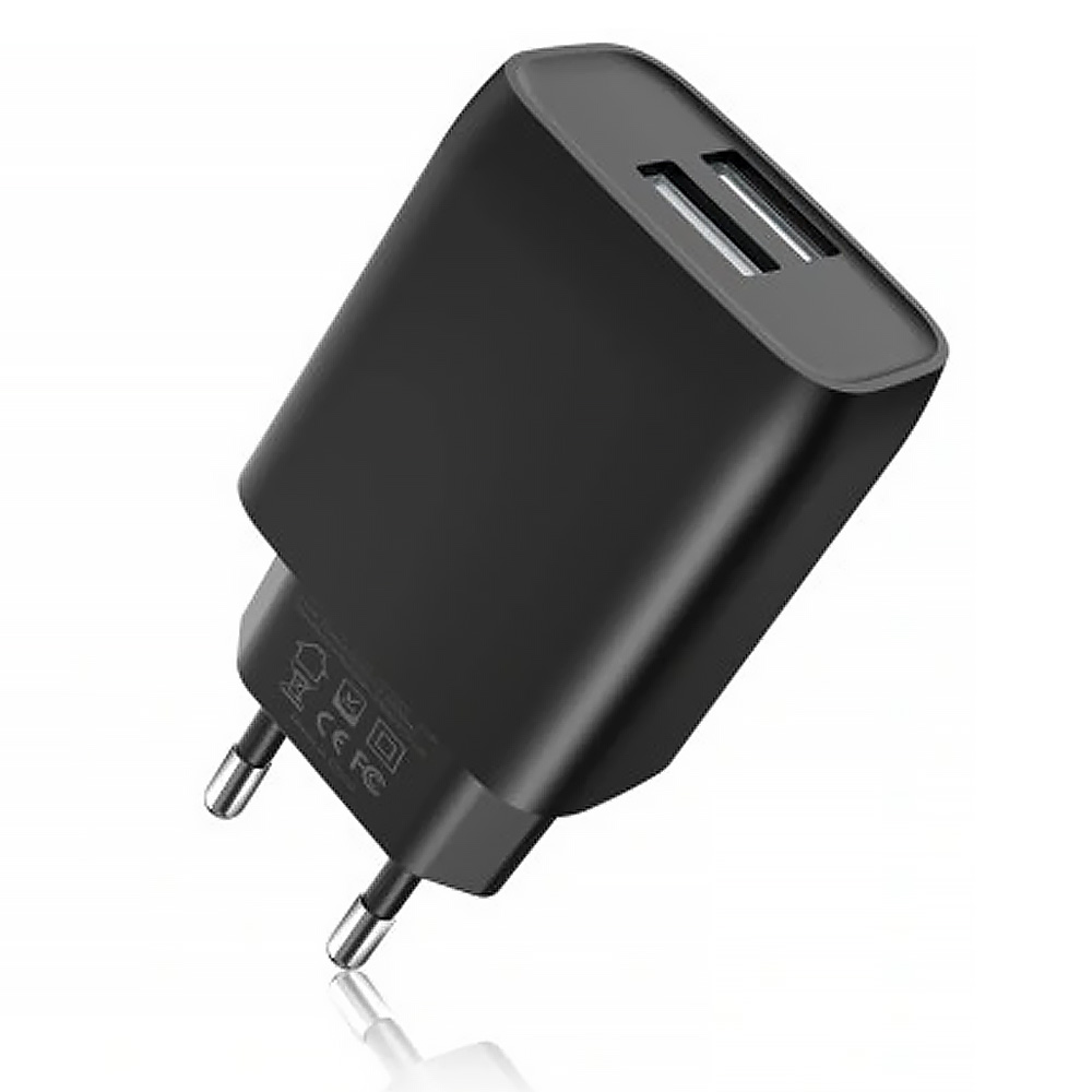 Szybka ładowarka sieciowa QC dwa porty USB 2,4A, czarna