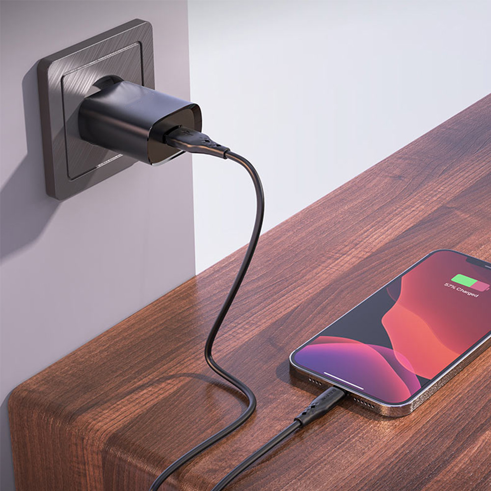 Szybka ładowarka sieciowa QC dwa porty USB 2,4A, czarna