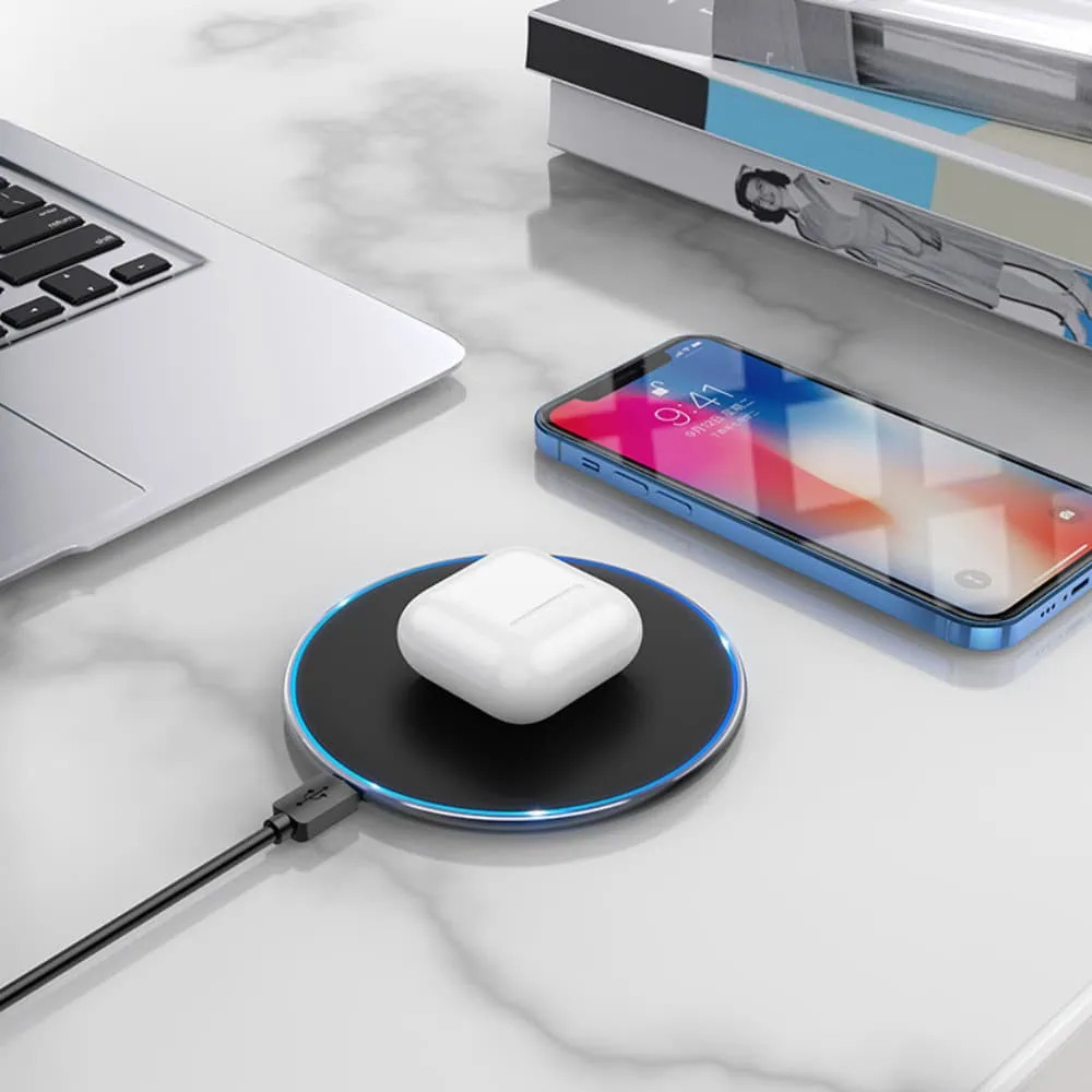 Bezprzewodowa ładowarka indukcyjna szybkie ładowanie 15W, czarna okrągła