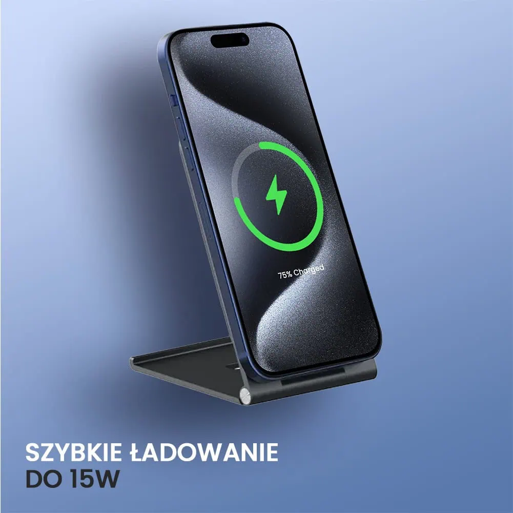 Bezprzewodowa ładowarka indukcyjna z MagSafe, rozkładana podstawka, szybkie ładowanie