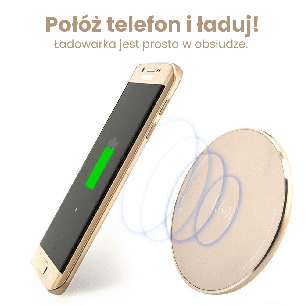 Bezprzewodowa ładowarka indukcyjna, złota okrągła 10W