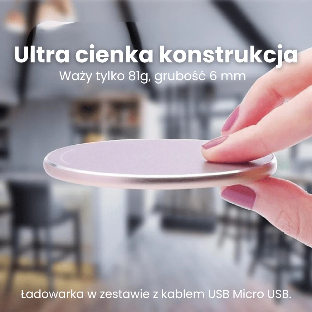 Bezprzewodowa ładowarka indukcyjna, złota okrągła 10W