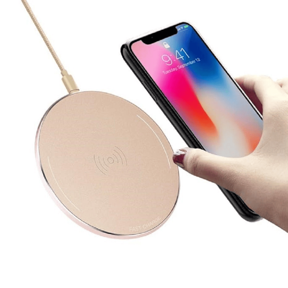 Bezprzewodowa ładowarka indukcyjna, złota okrągła 10W