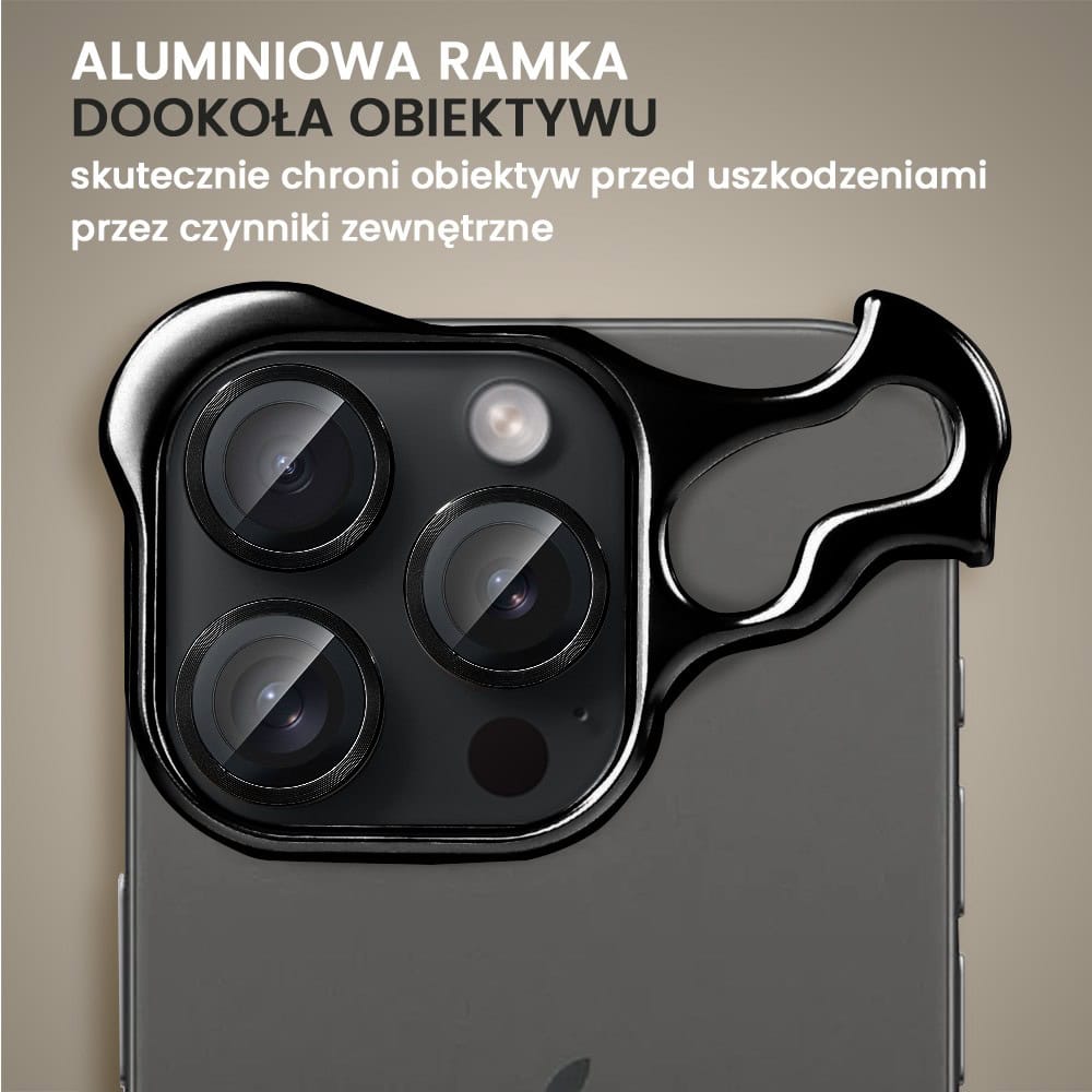 Bumper do iPhone 15 Pro Max, Bumper Set, metalowa osłona rogów oraz aparatu, czarne