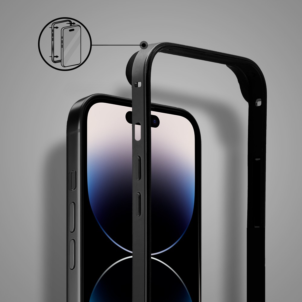 Bumper do iPhone 14 Pro, Metal Slim, metalowa ramka ochronna, czarny