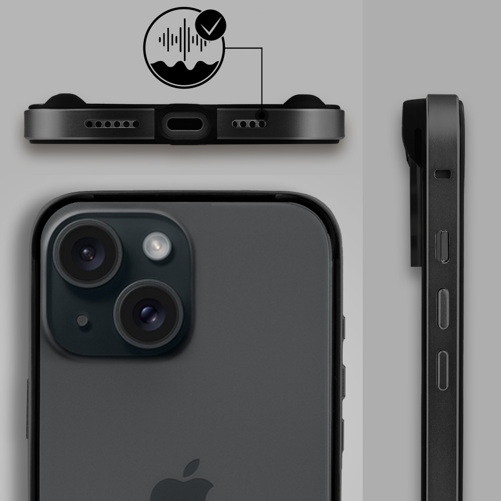 Bumper do iPhone 15, Metal Slim, metalowa ramka ochronna, czarny