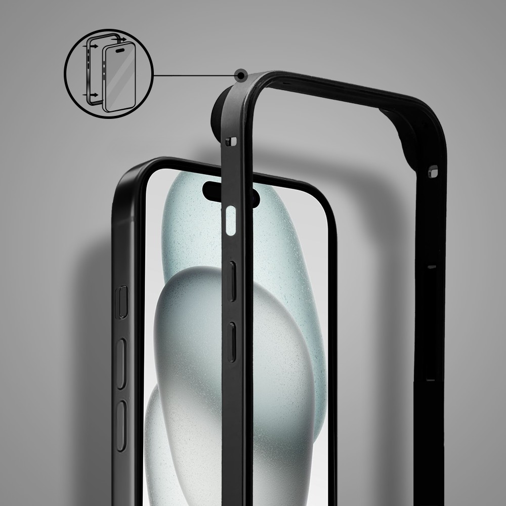 Bumper do iPhone 15, Metal Slim, metalowa ramka ochronna, czarny