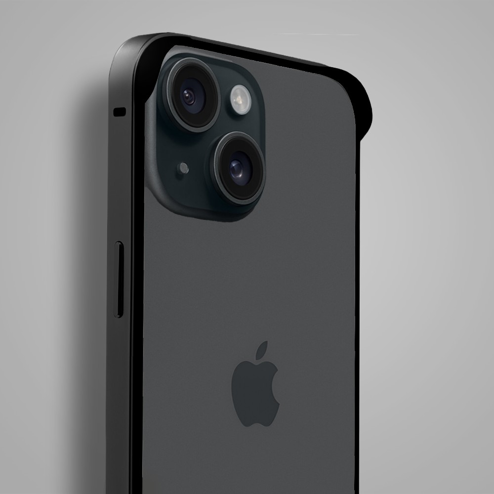 Bumper do iPhone 15, Metal Slim, metalowa ramka ochronna, czarny