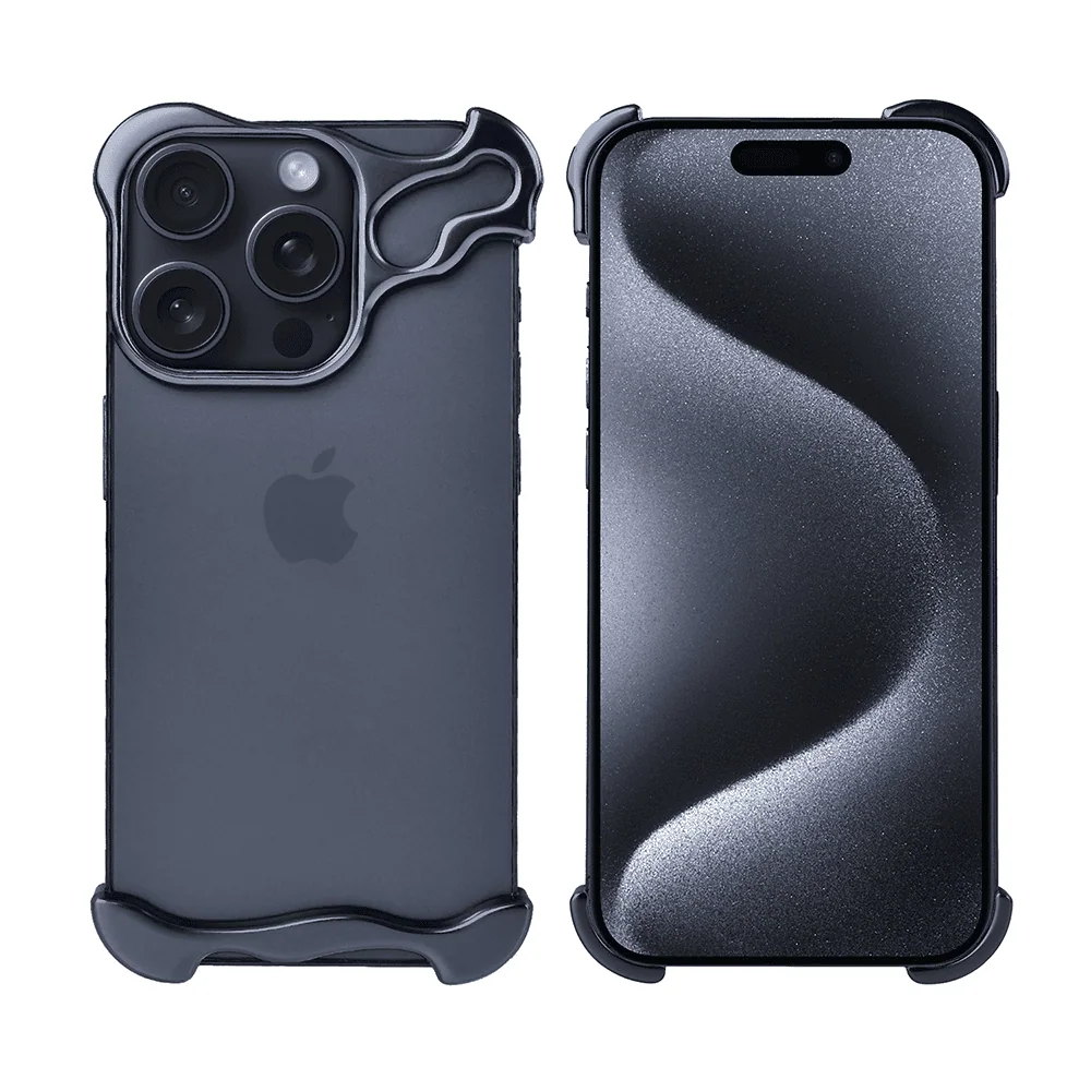 Bumper do iPhone 15 Pro, Bumper Set, metalowa osłona rogów oraz aparatu, granatowe